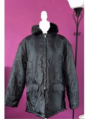 Law Pro Parka Black Puffer Jacket with Faux Fur Collar